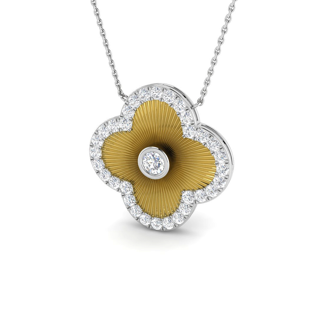 0.93ct Lab-Grown Diamond Clover Necklace in 9K Yellow Gold