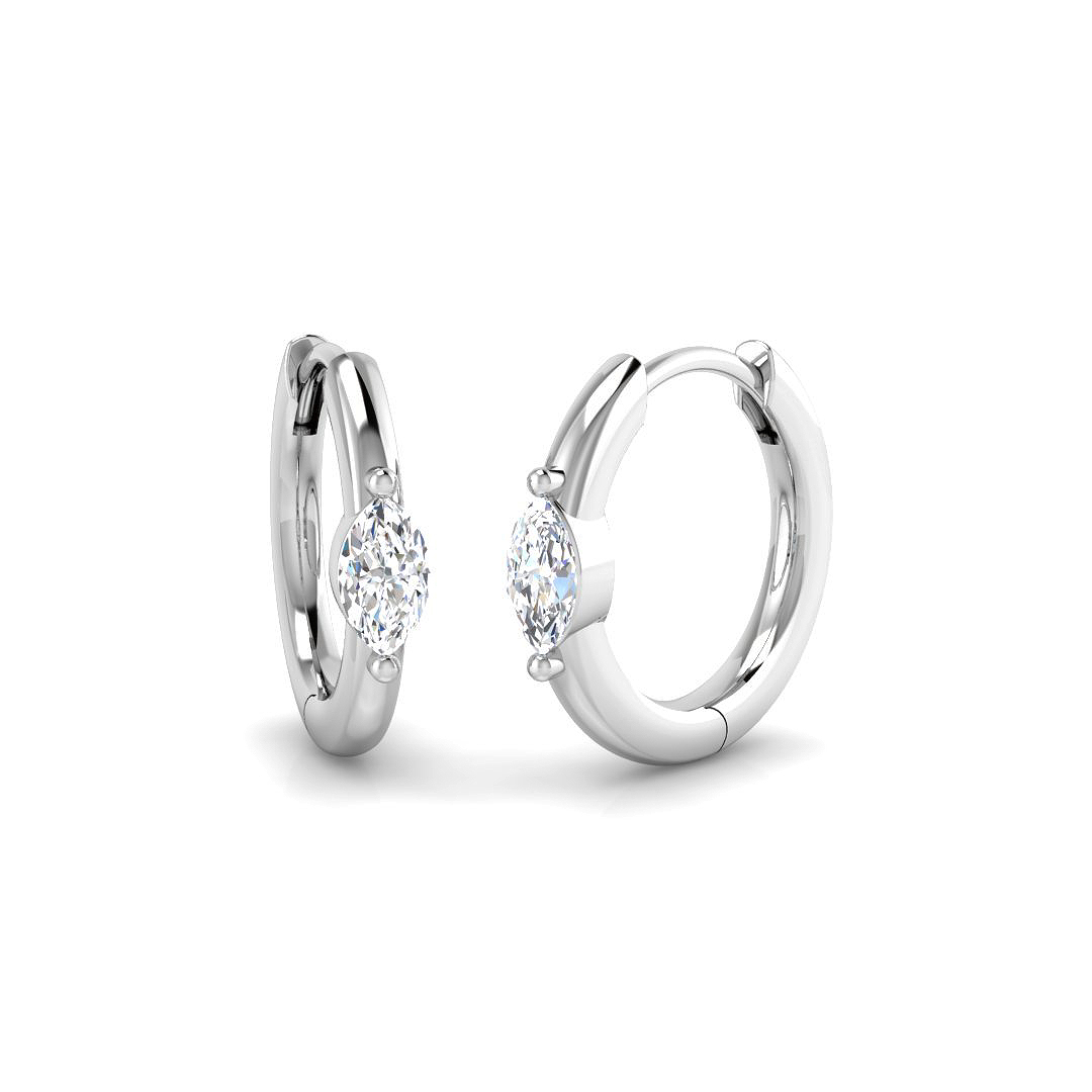 0.26ct Natural Diamond Hoops Earrings in 18K White Gold