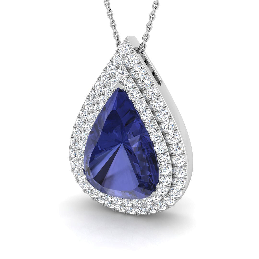 Tanzanite Pendant in 18K White Gold