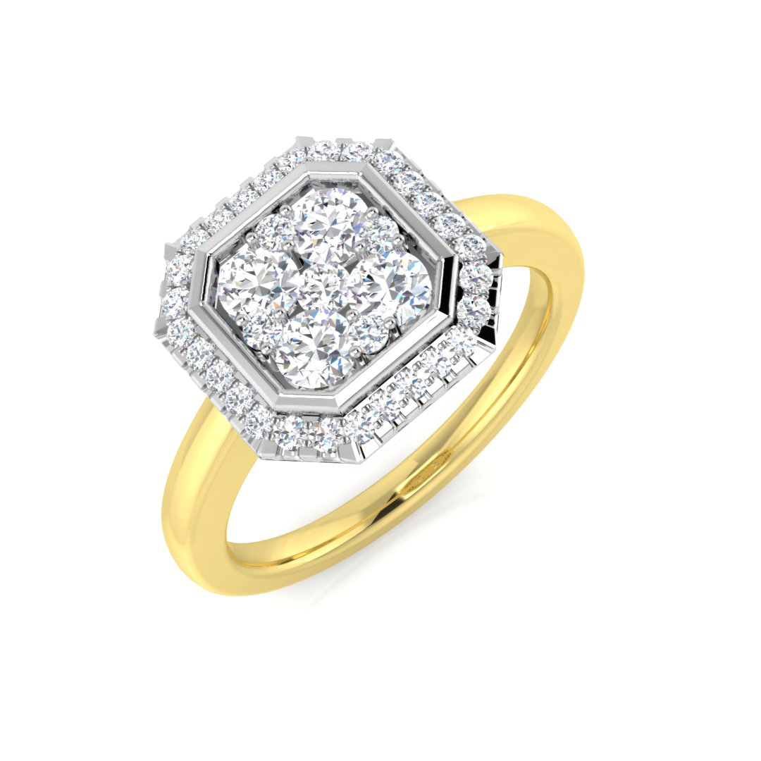 0.59ct Natural Diamond Cluster Ring in 9K Yellow Gold