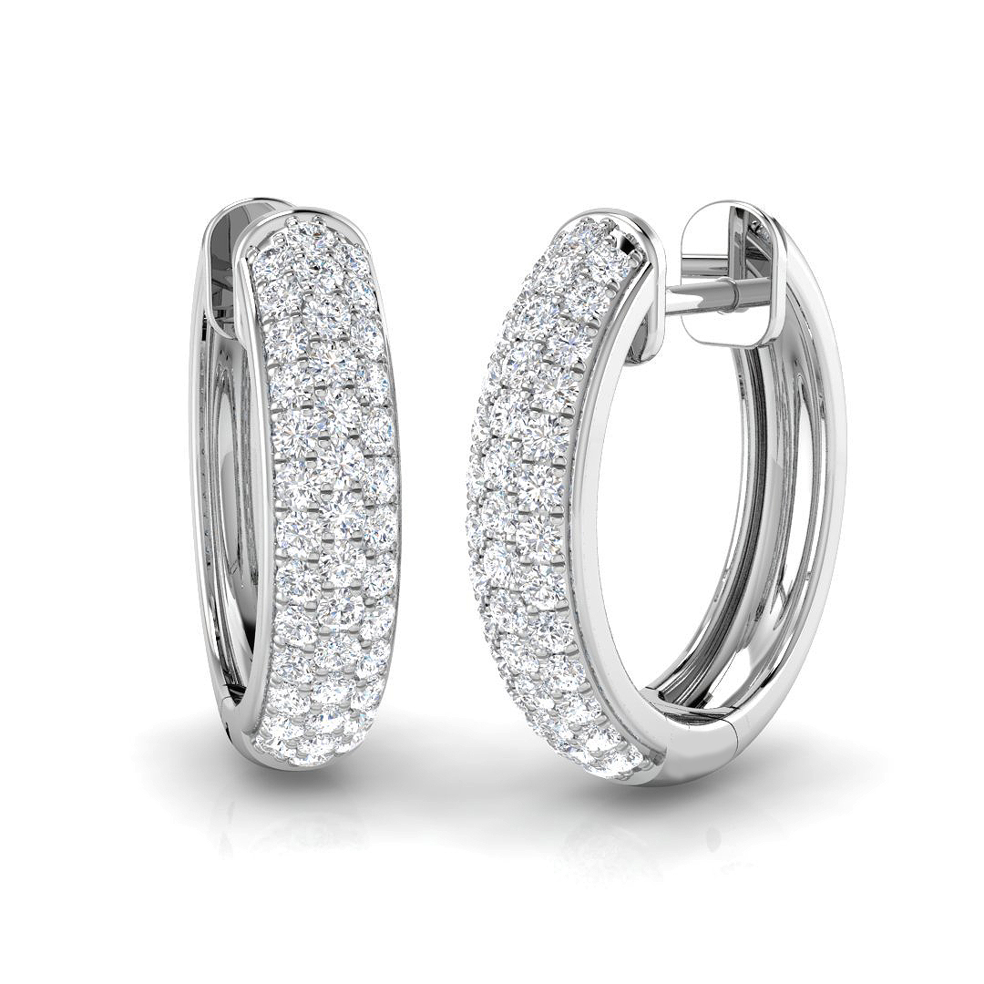 0.69ct Natural Diamond Hoops Earrings in 18K White Gold