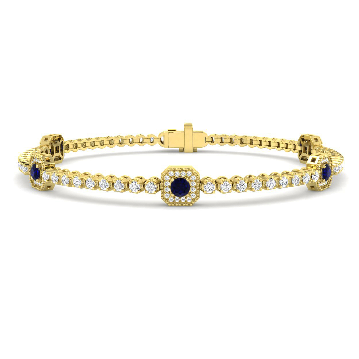 Blue Sapphire Bracelet in 9K Yellow Gold