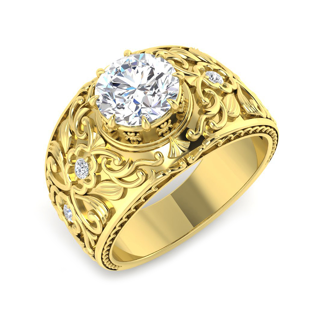 2.15ct Lab-Grown Diamond Signet Ring in 9K Yellow Gold