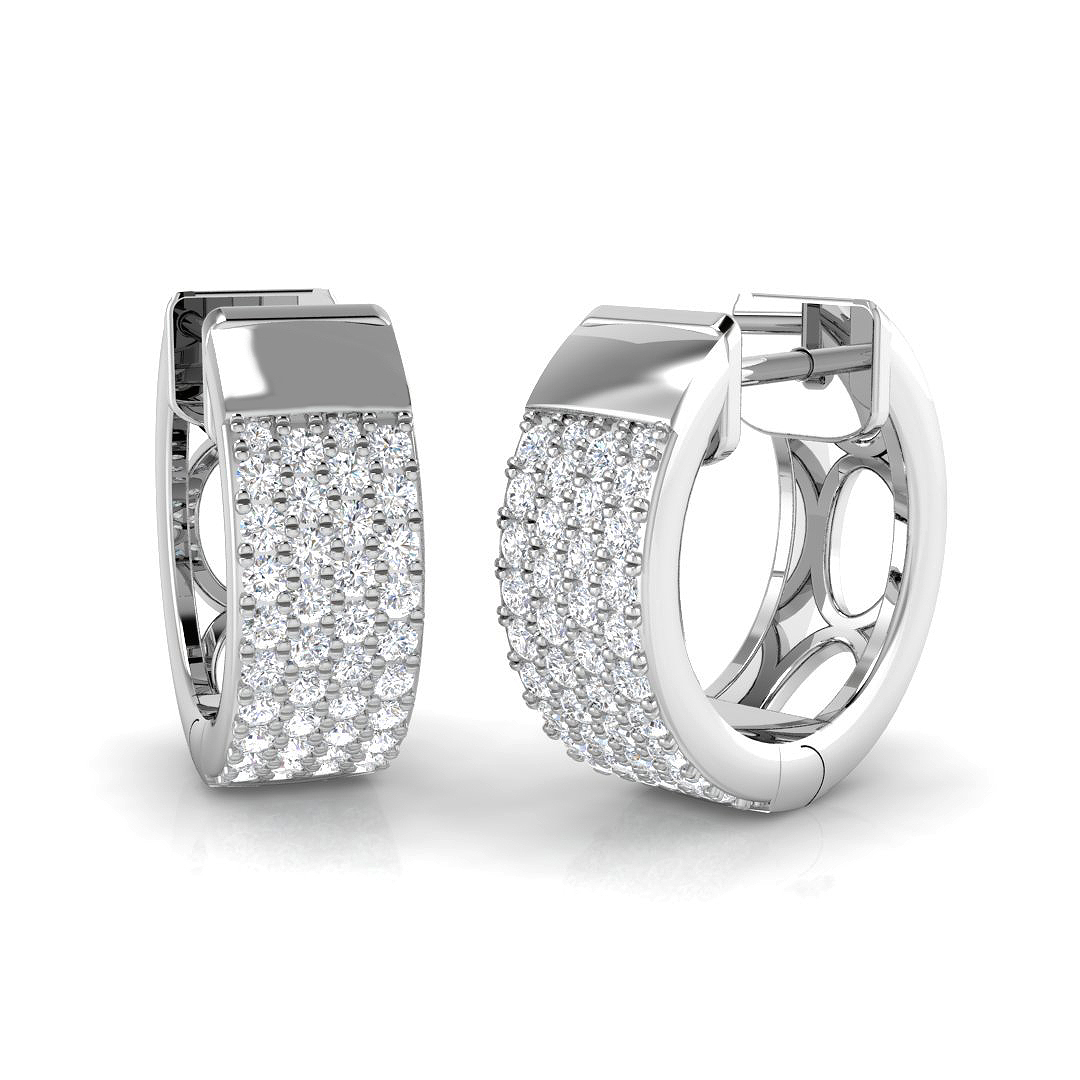 0.54ct Natural Diamond Hoops Earrings in 18K White Gold