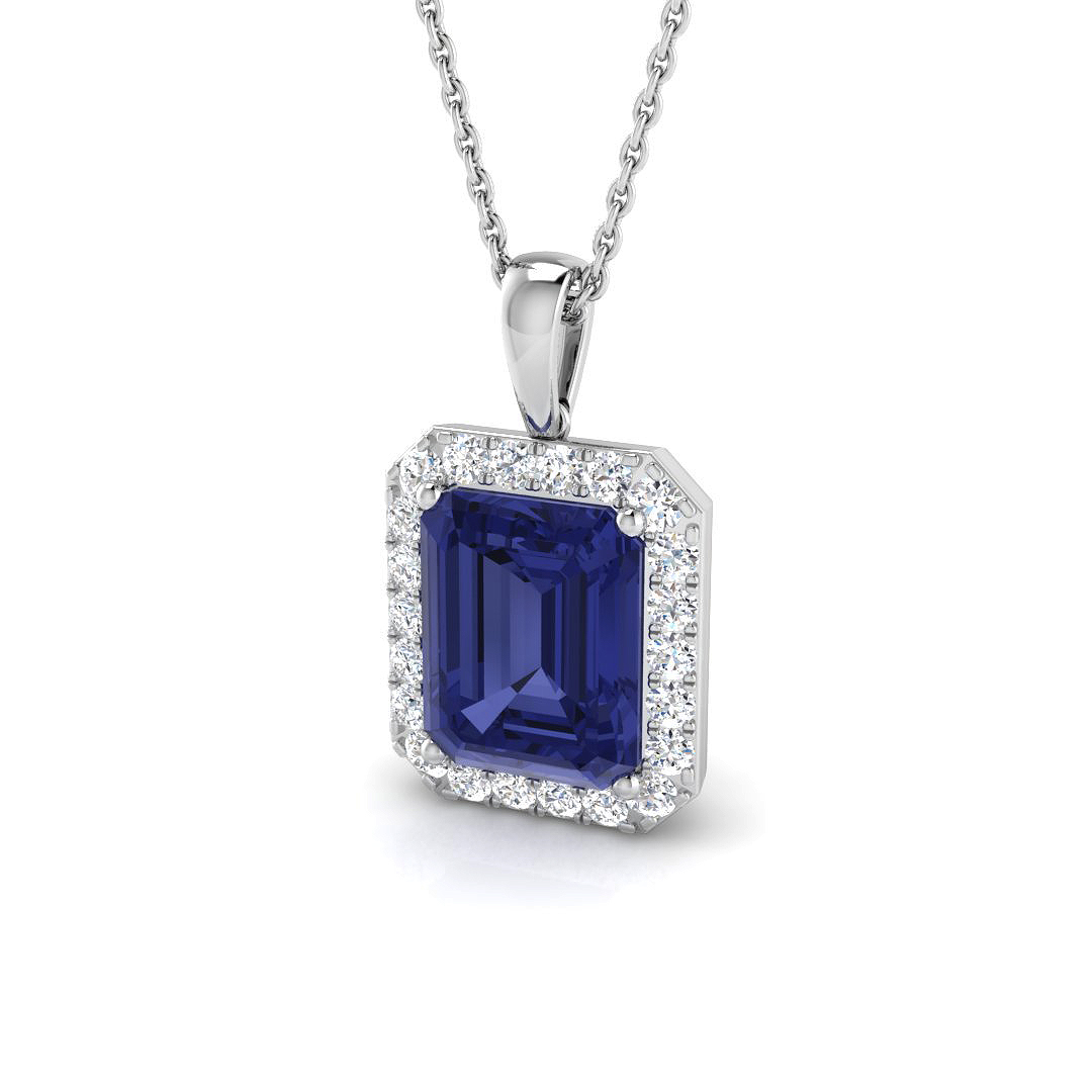 Tanzanite Pendant in 18K White Gold