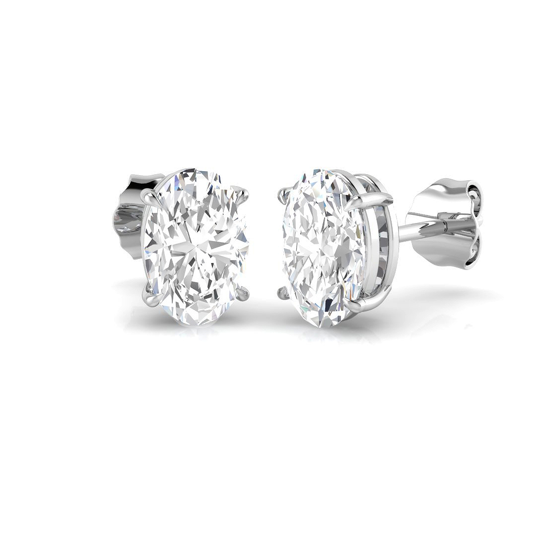 2.00ct Natural Diamond Solitaire Earrings in 18K White Gold
