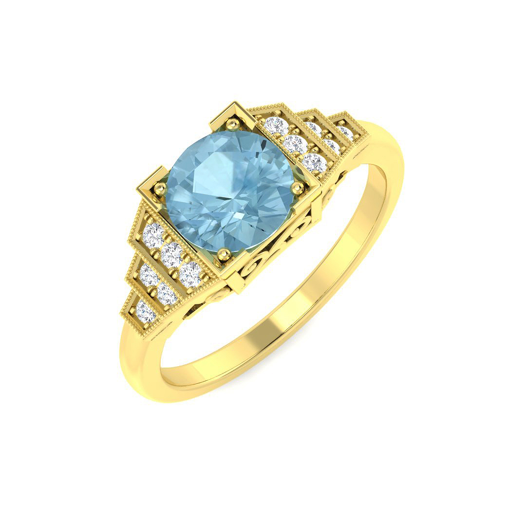 Aquamarine Ring in 9K Yellow Gold