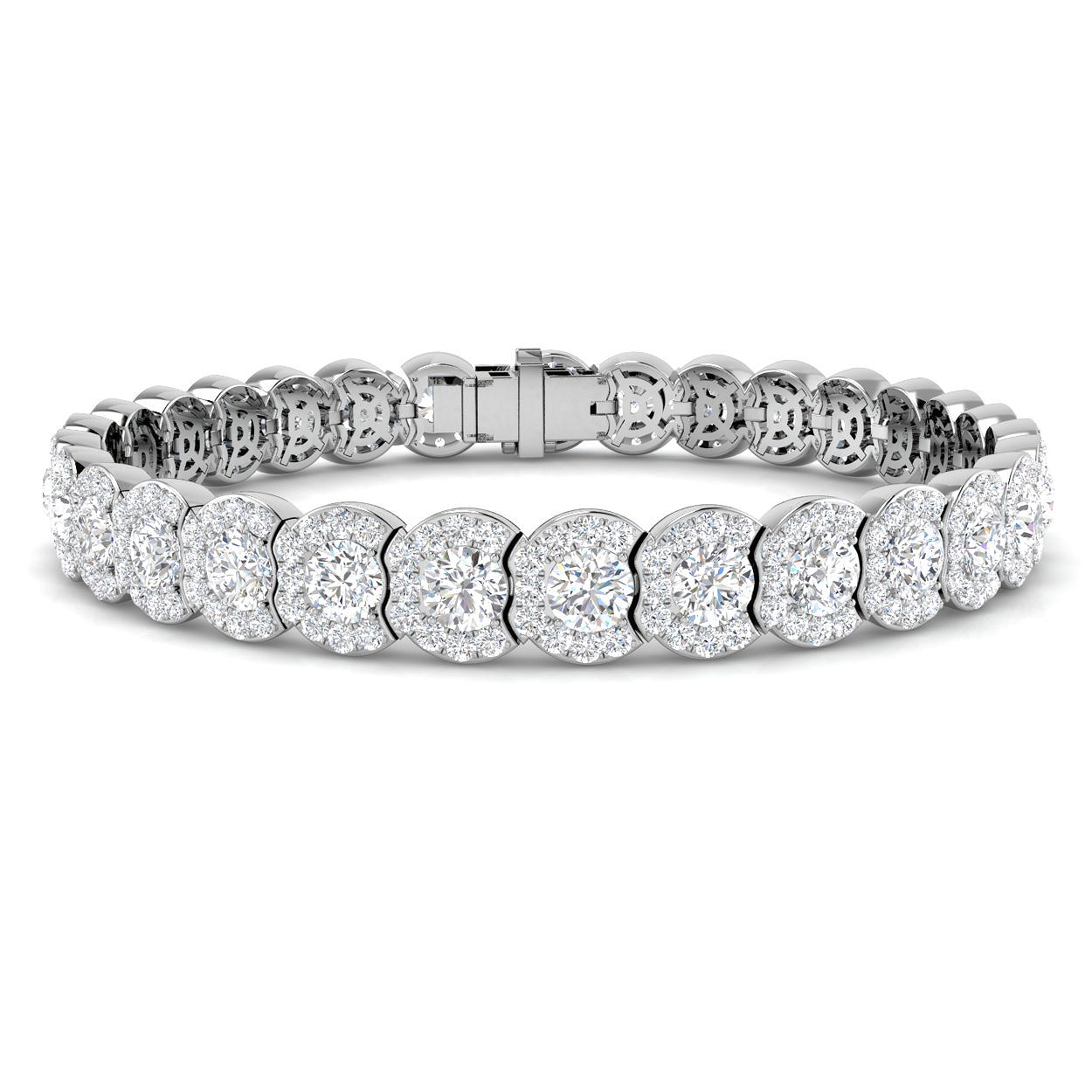 12.69ct Lab-Grown Diamond Halo Bracelet in 9K White Gold