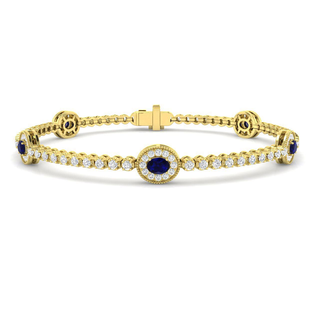 Blue Sapphire Bracelet in 9K Yellow Gold