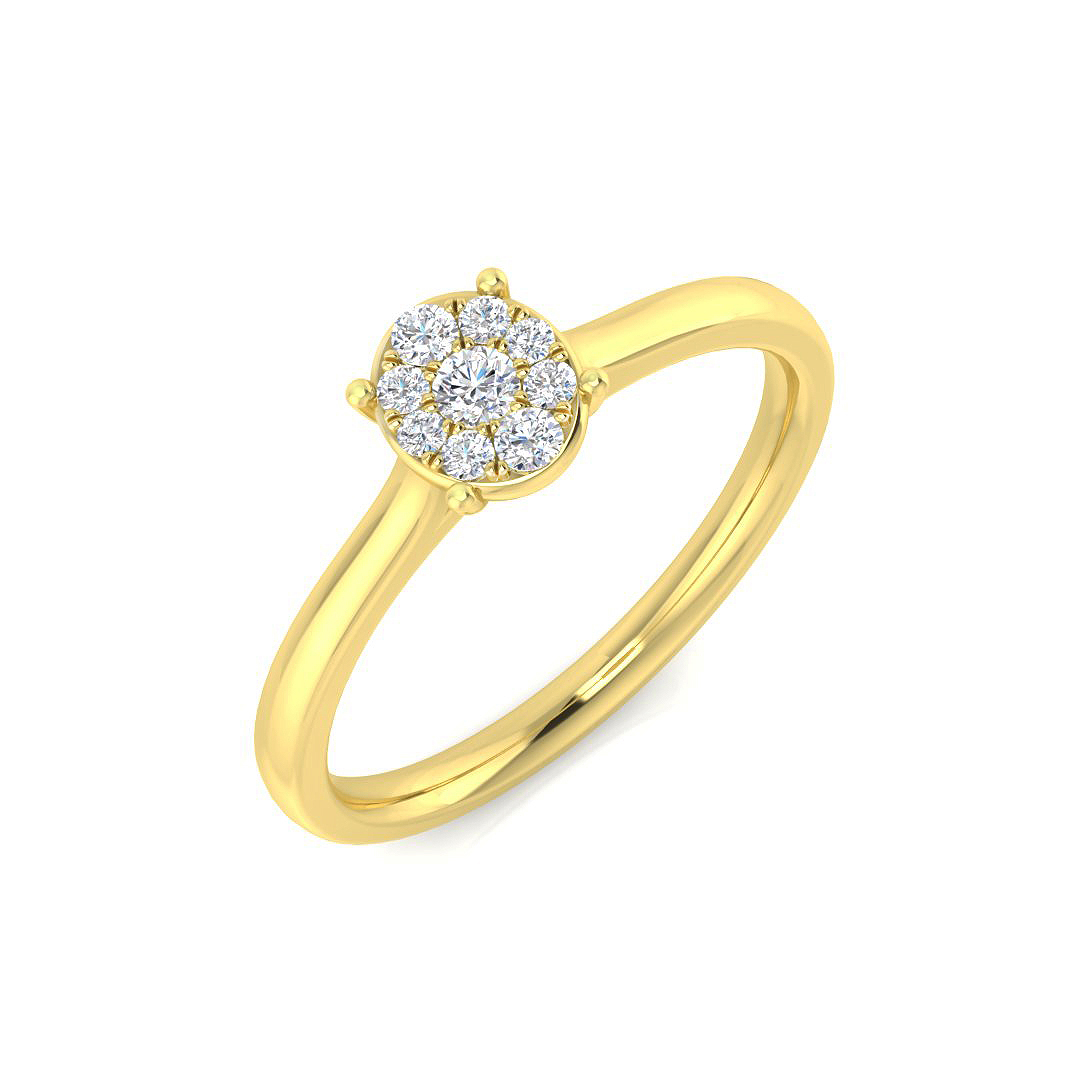 0.10ct Natural Diamond Cluster Ring in 14K Yellow Gold