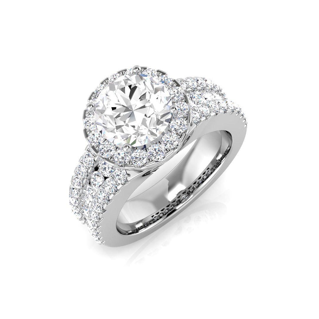 3.34ct Natural Diamond Halo Ring in Platinum Platinum