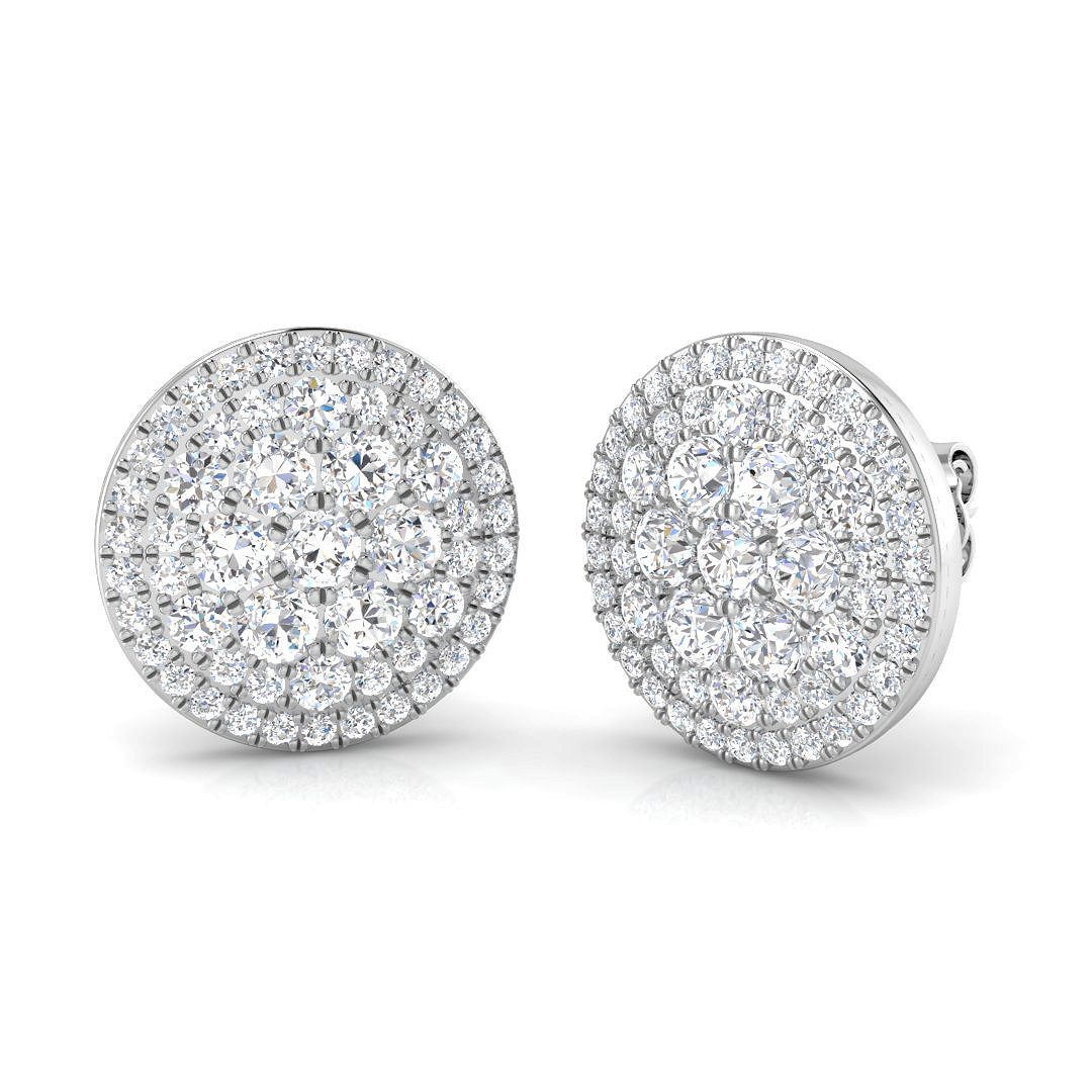 1.85ct Natural Diamond Cluster Earrings in 18K White Gold