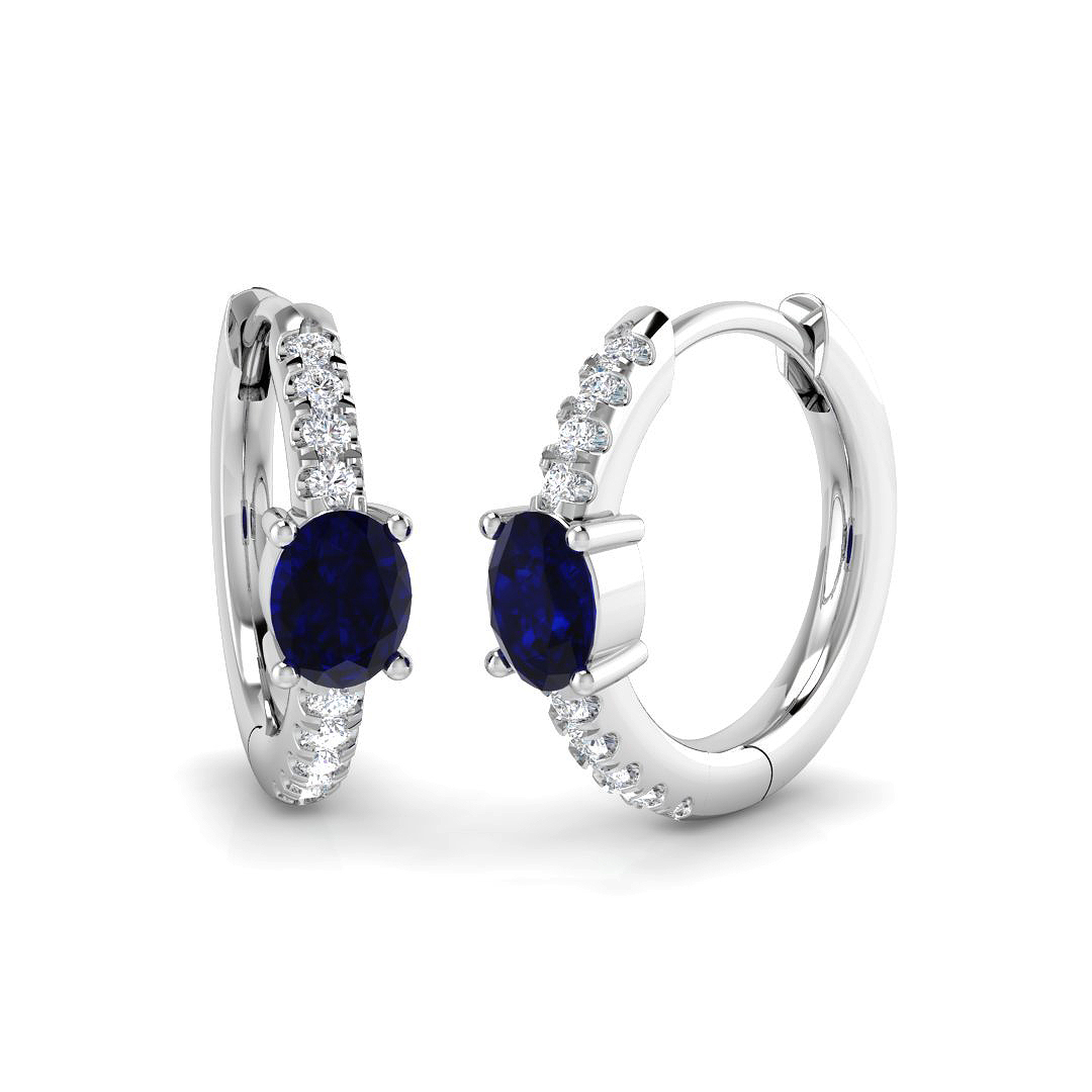 Blue Sapphire Earrings in 9K White Gold