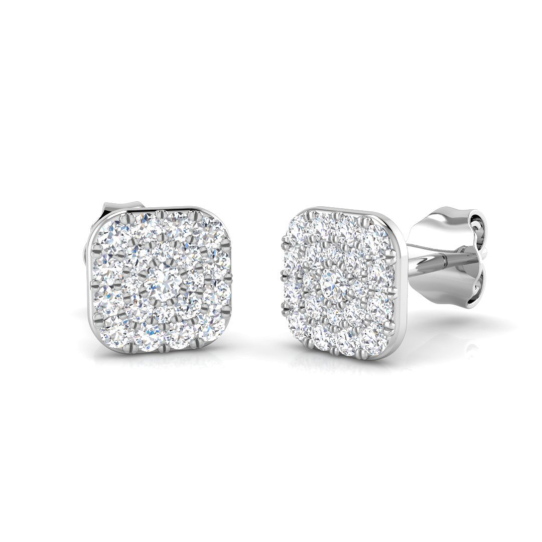 0.38ct Natural Diamond Cluster Earrings in 9K White Gold