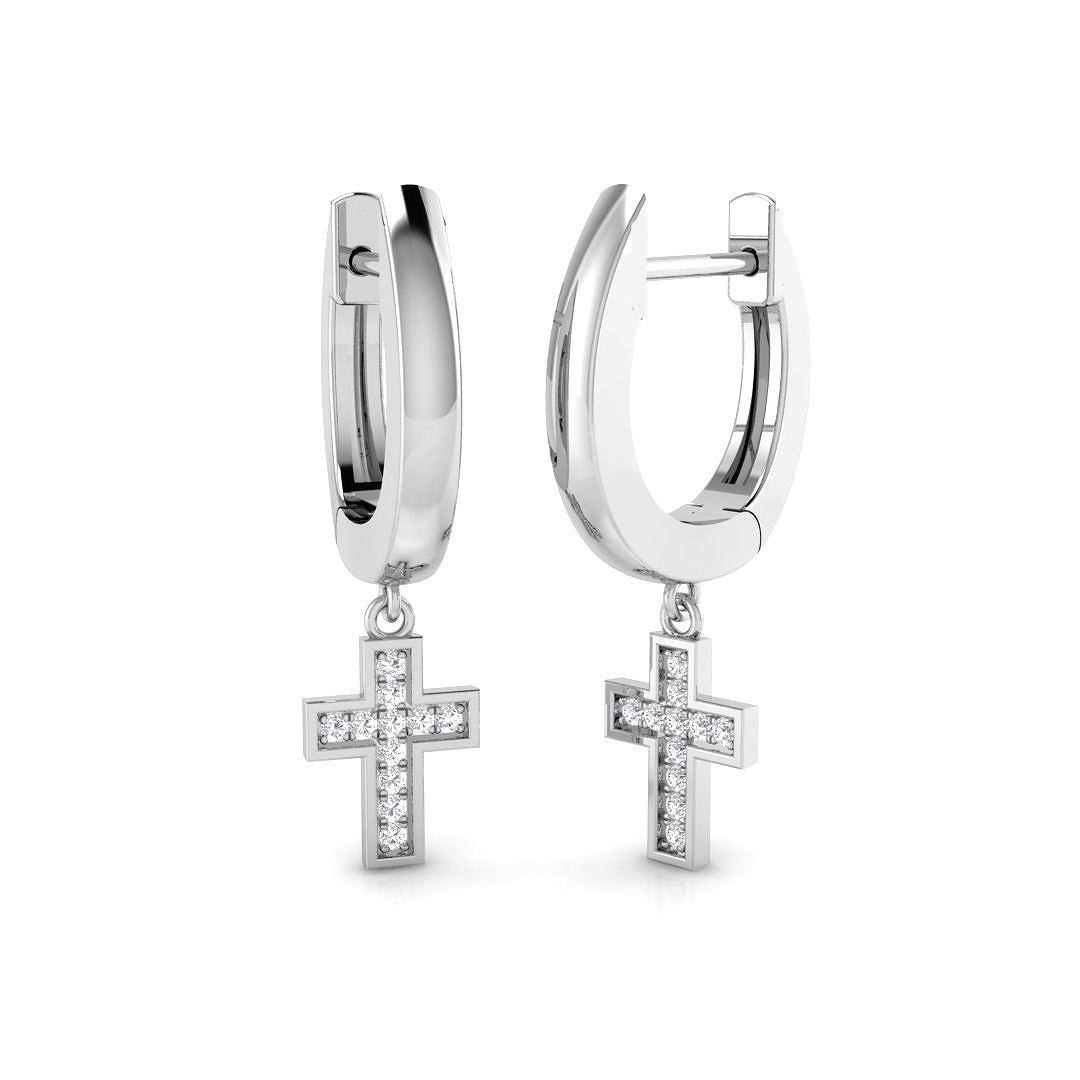0.05ct Natural Diamond Drop & Trilogy Earrings in 9K White Gold