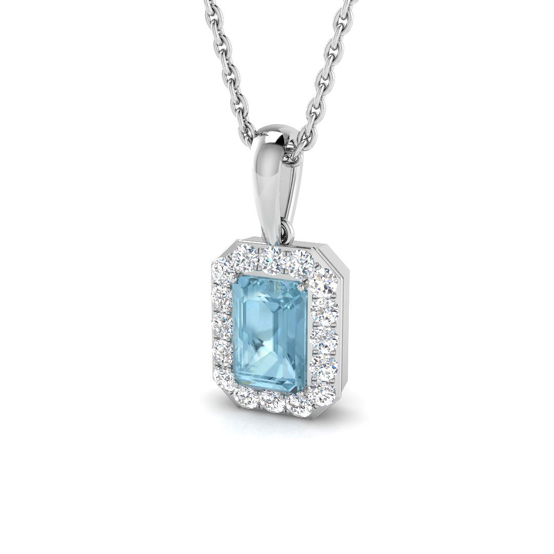 Aquamarine Pendant in 9K White Gold