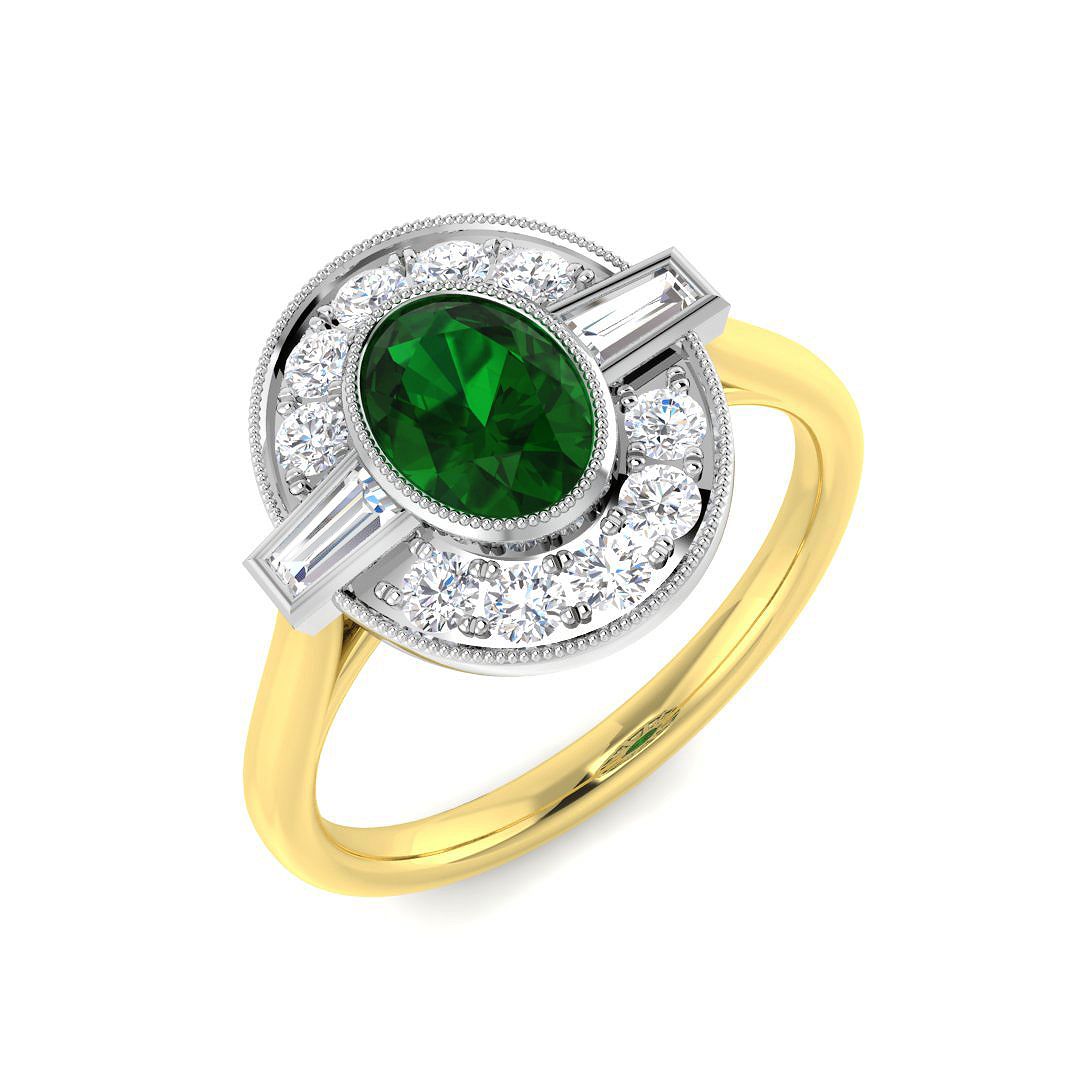 Emerald Ring in 18K Two Tone