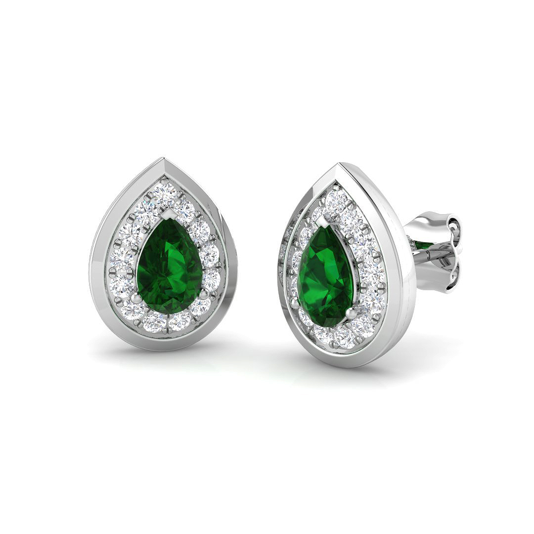 Halo Earrings in 9K White Gold