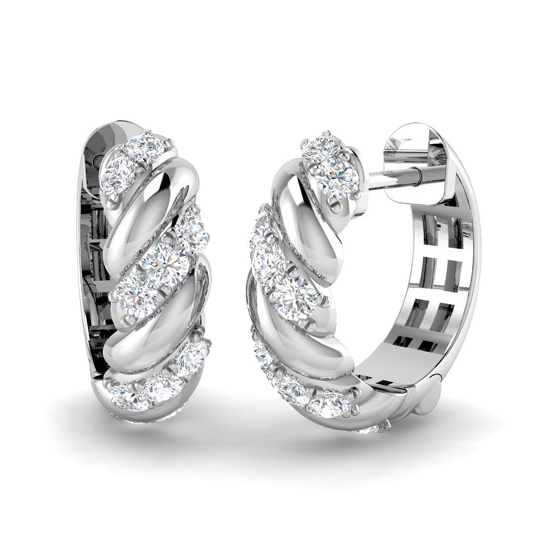 0.36ct Natural Diamond Hoops Earrings in 18K White Gold