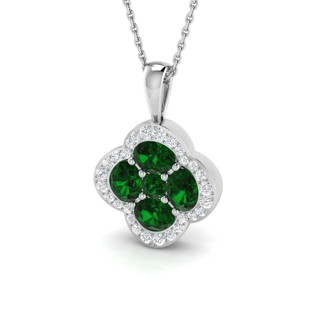 Emerald Pendant in 18K White Gold