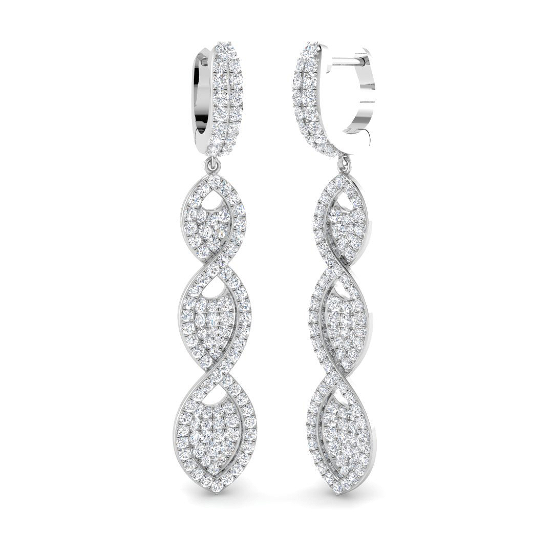 1.69ct Lab-Grown Diamond Drop & Trilogy Earrings in 9K White Gold