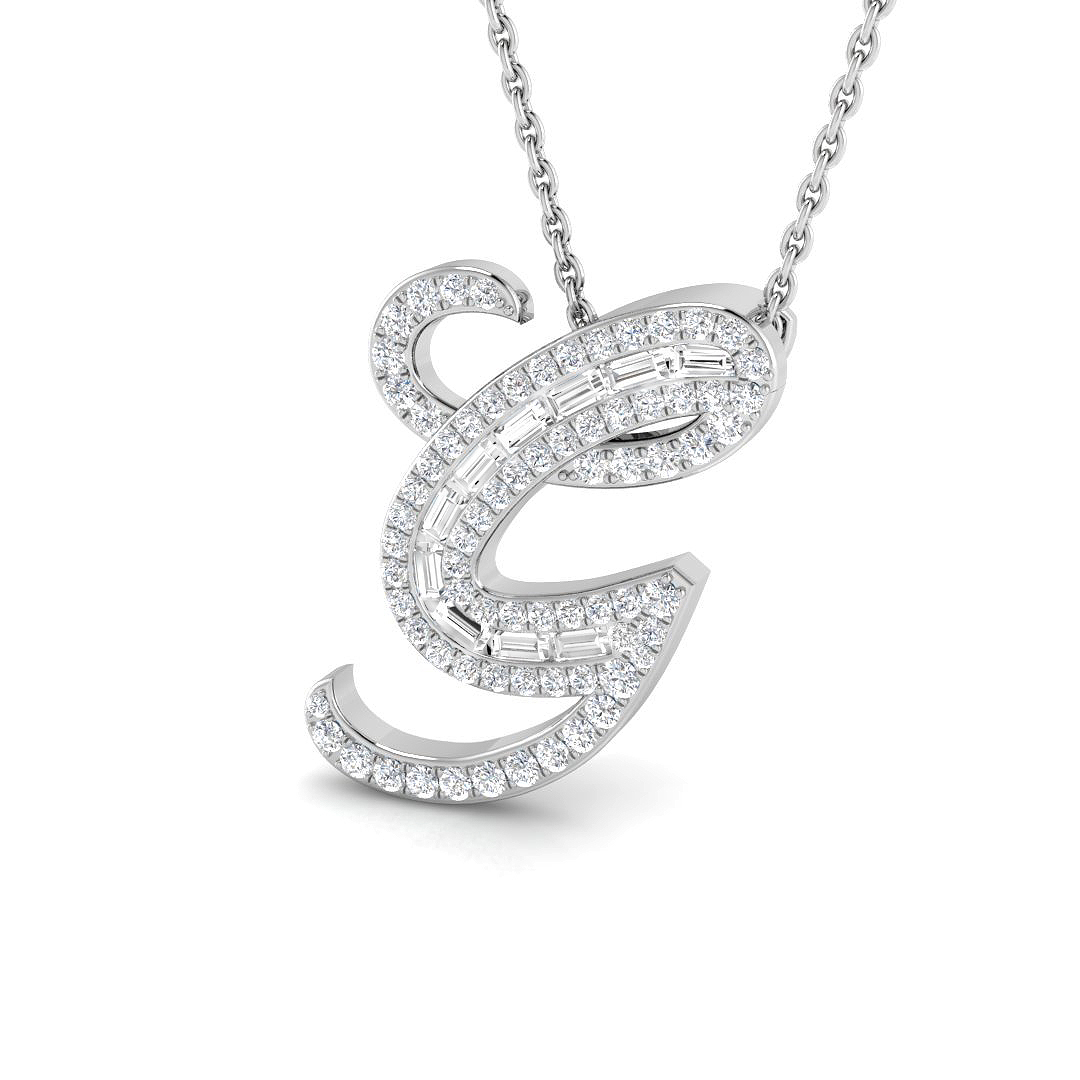 0.40ct Natural Diamond Initials Pendant in 9K White Gold