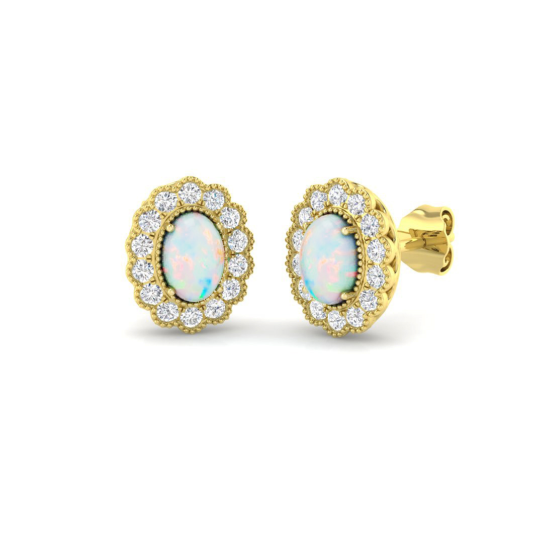 Halo Earrings in 9K Yellow Gold