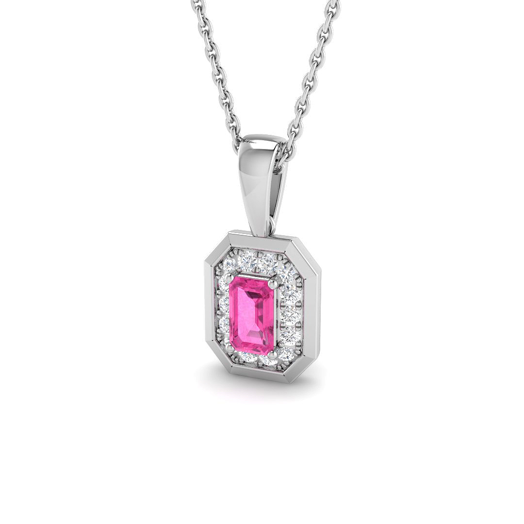 Pink Sapphire Pendant in 9K White Gold