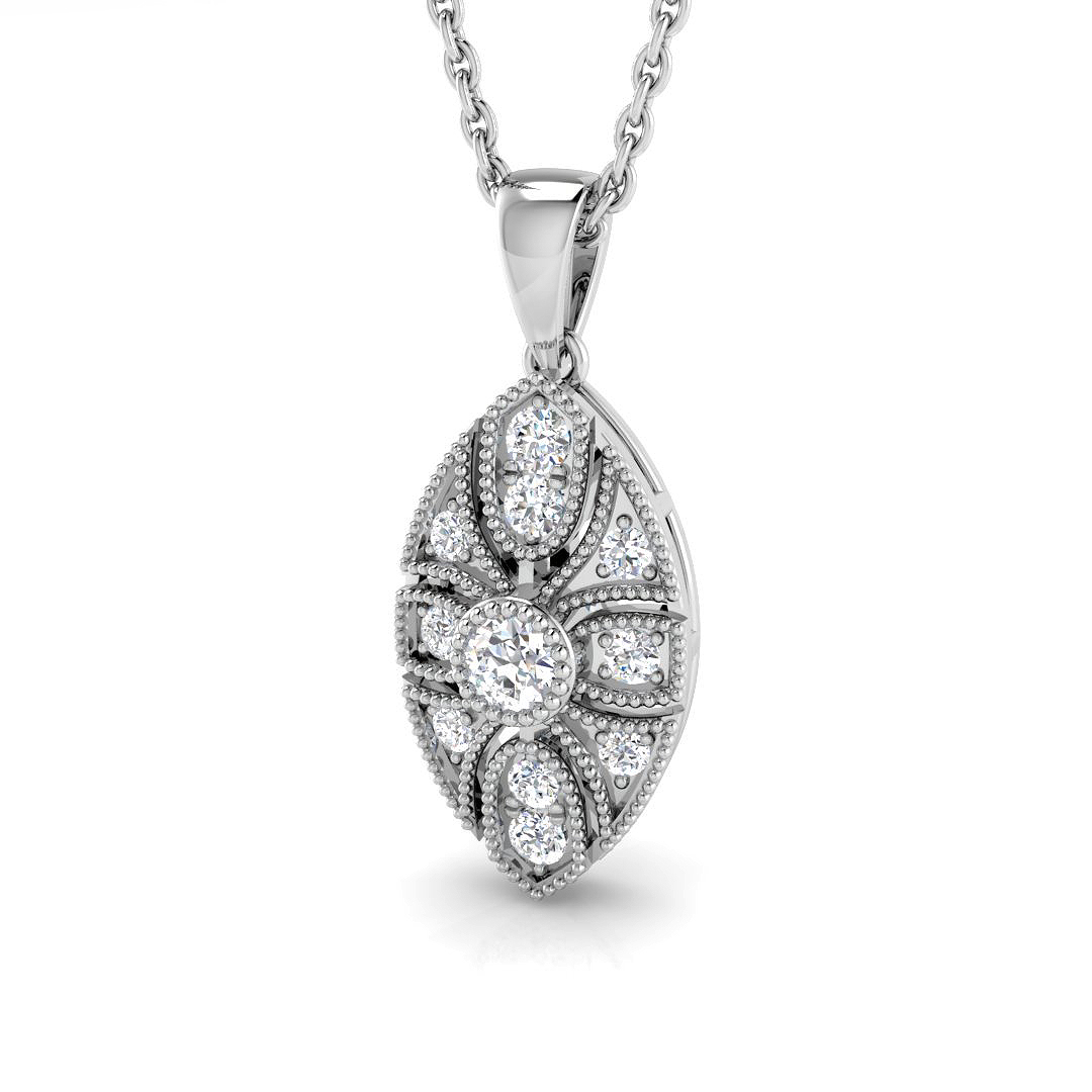 0.17ct Natural Diamond Vintage Pendant in 18K White Gold