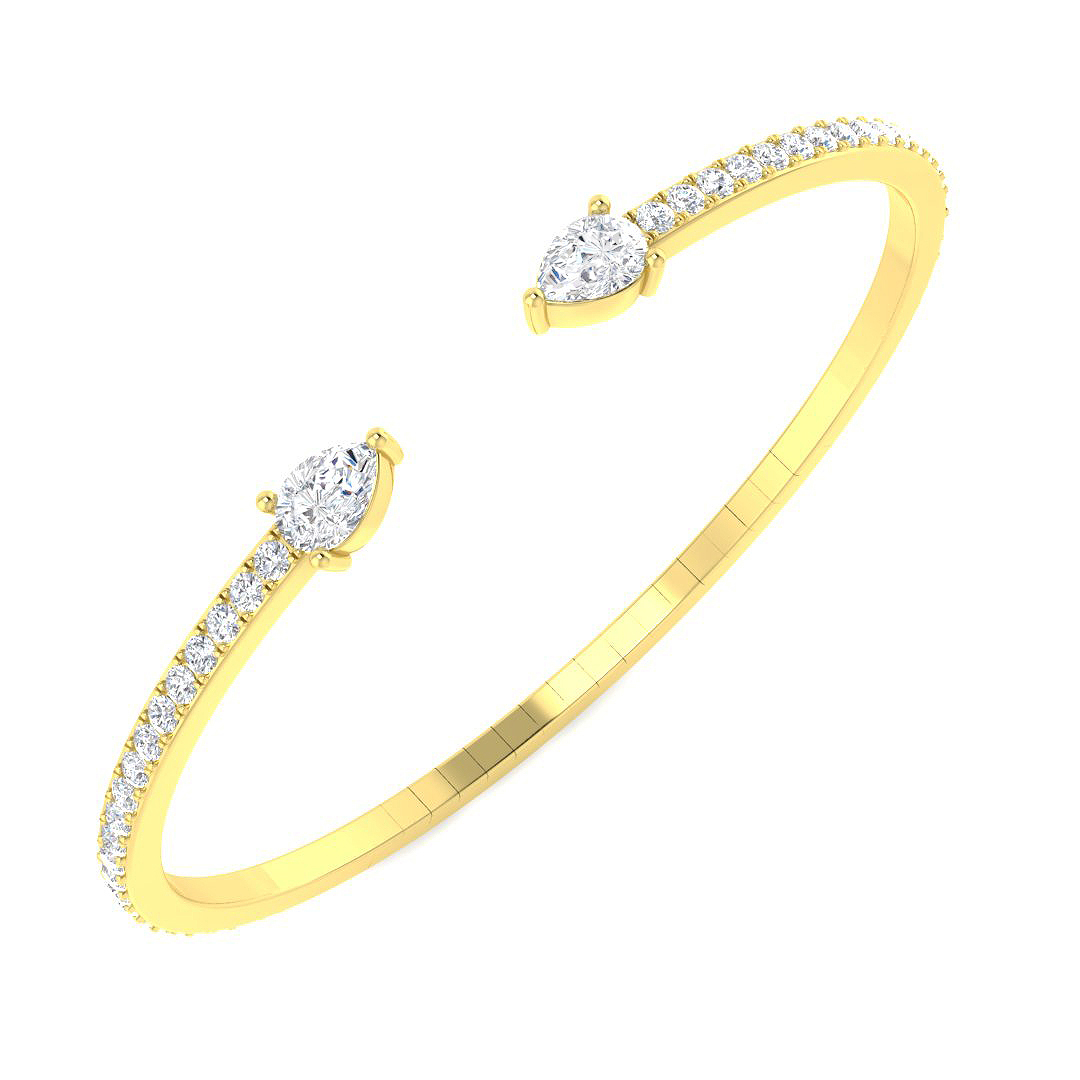 2.67ct Lab-Grown Diamond Fancy Designs Bangle in 9K Yellow Gold