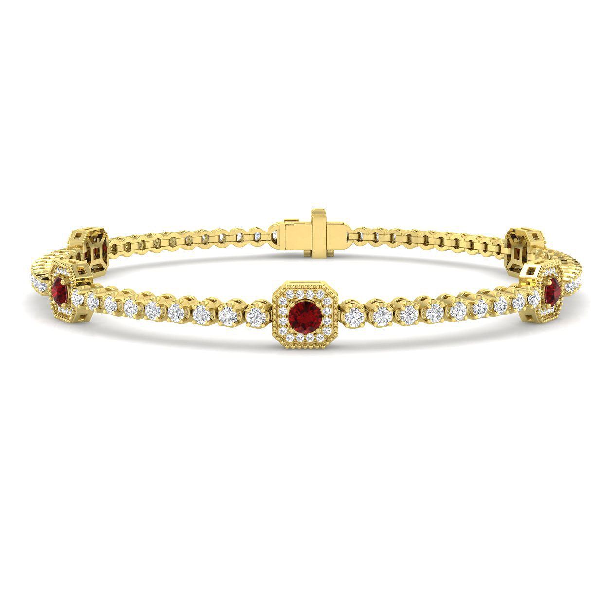 Ruby Bracelet in 9K Yellow Gold