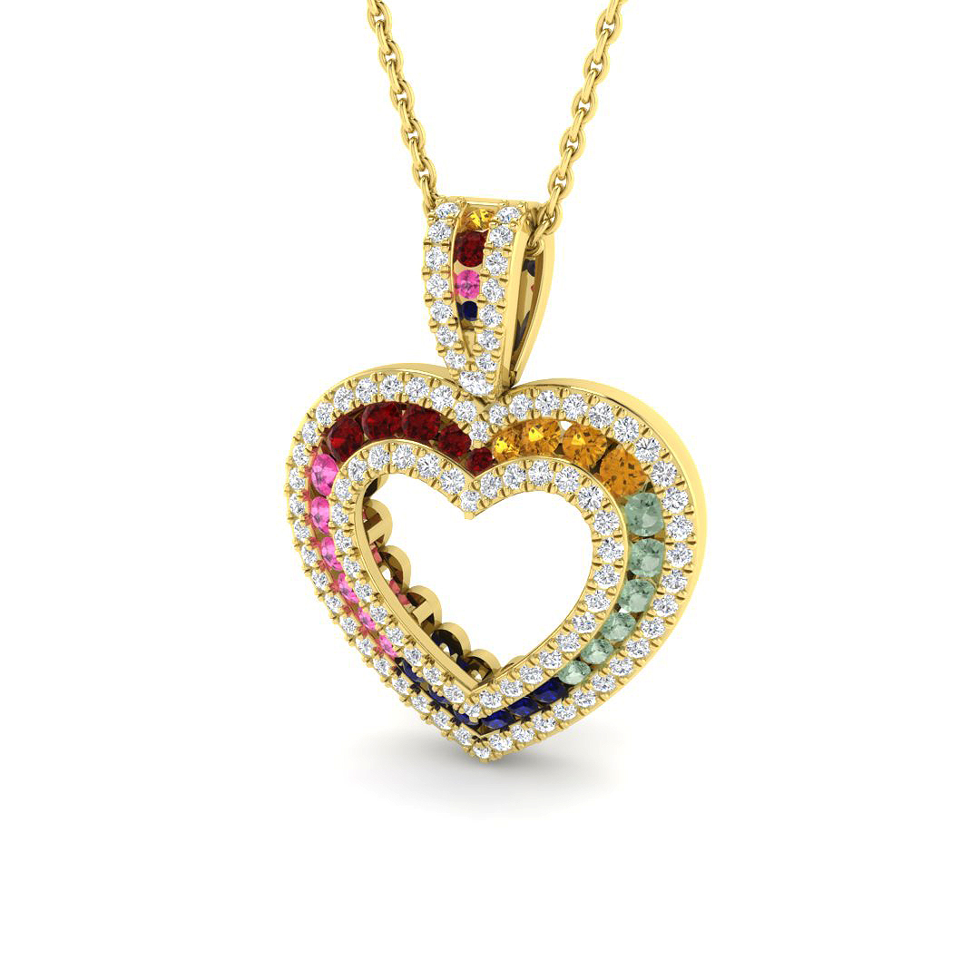 Multi Sapphire Pendant in 9K Yellow Gold