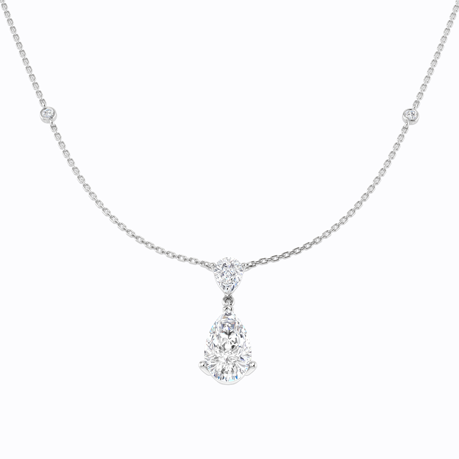 3.98ct Lab-Grown Diamond Drop & Trilogy Necklace in 9K White Gold