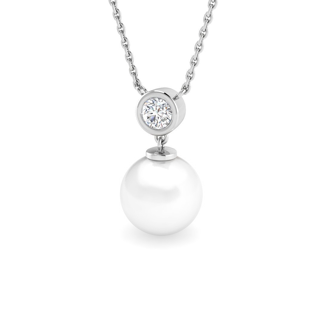 Pearl Necklace in 9K White Gold