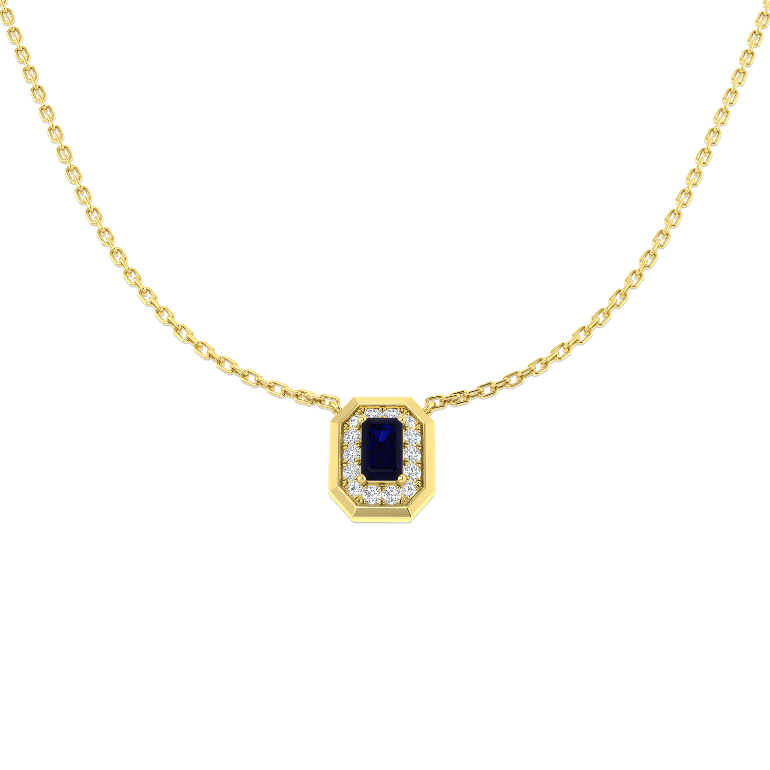 Blue Sapphire Necklace in 9K Yellow Gold