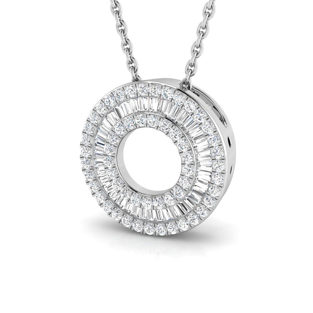0.31ct Natural Diamond Baguette & Brilliant Pendant in 9K White Gold