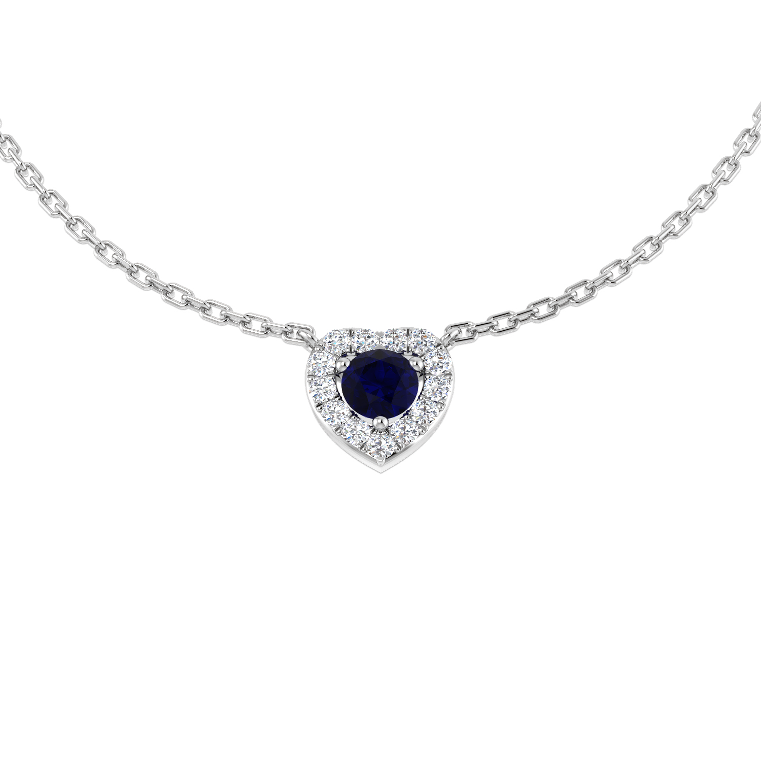 Blue Sapphire Necklace in 18K White Gold