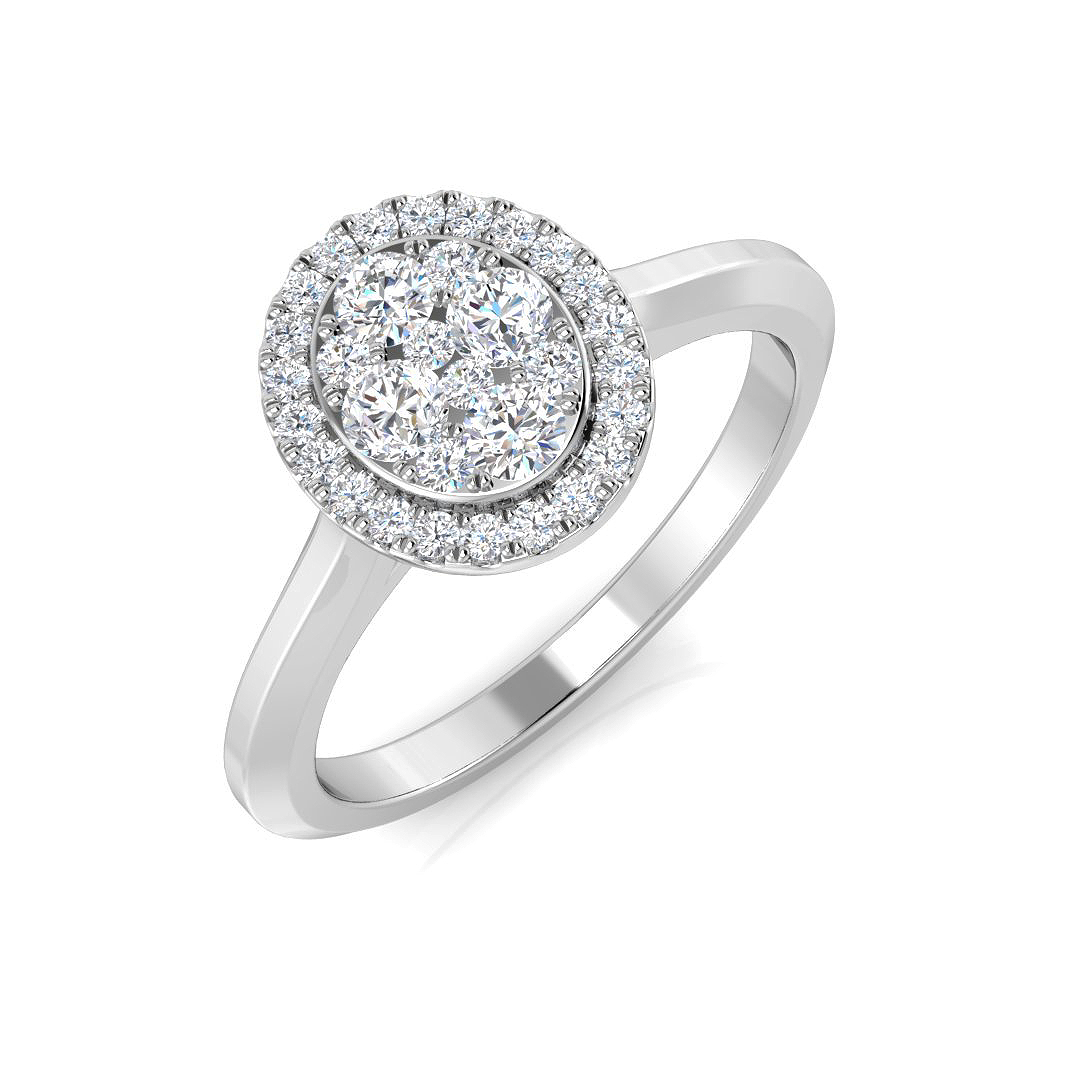 0.39ct Natural Diamond Cluster Ring in 9K White Gold