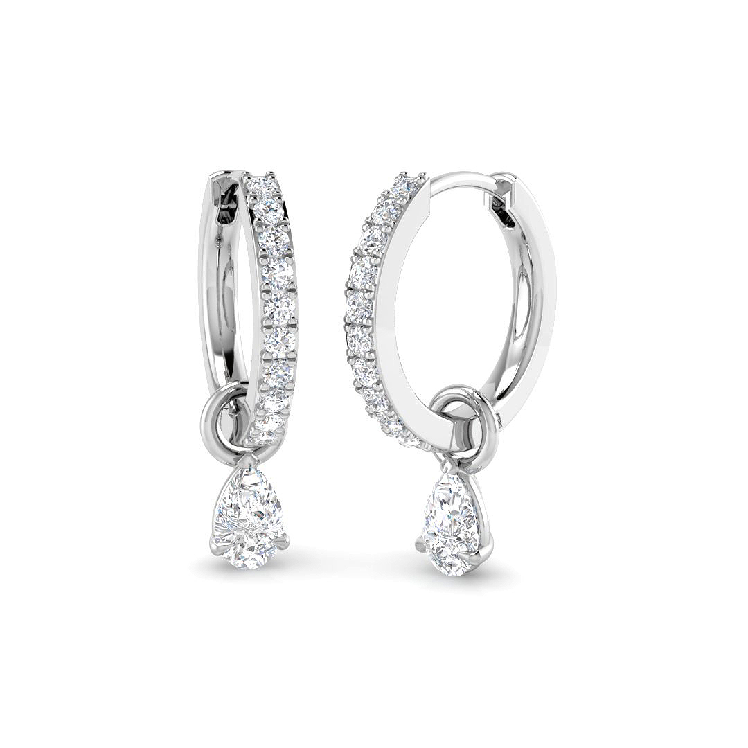 0.70ct Lab-Grown Diamond Drop & Trilogy Earrings in 9K White Gold
