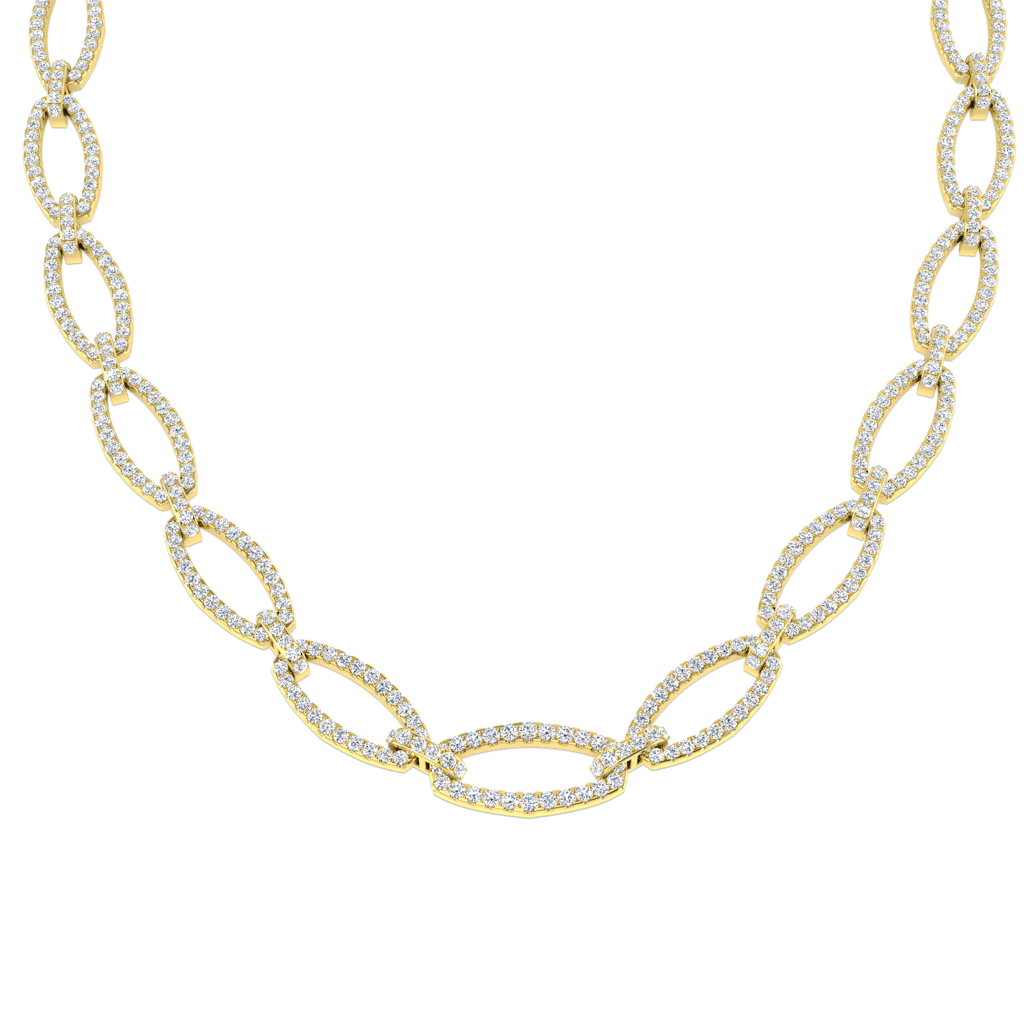 8.55ct Natural Diamond Paper Clip Necklace in 9K Yellow Gold