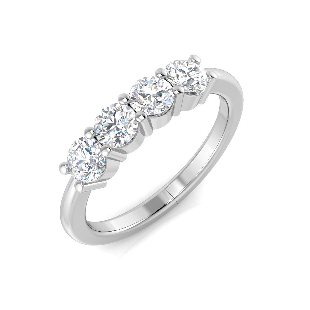 0.73ct Natural Diamond 5 Stone Ring in 18K White Gold