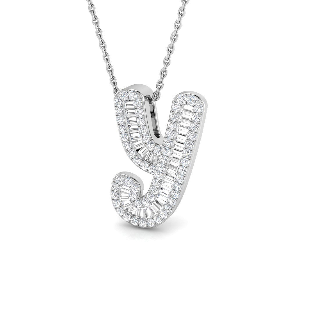 0.50ct Natural Diamond Initials Pendant in 9K White Gold