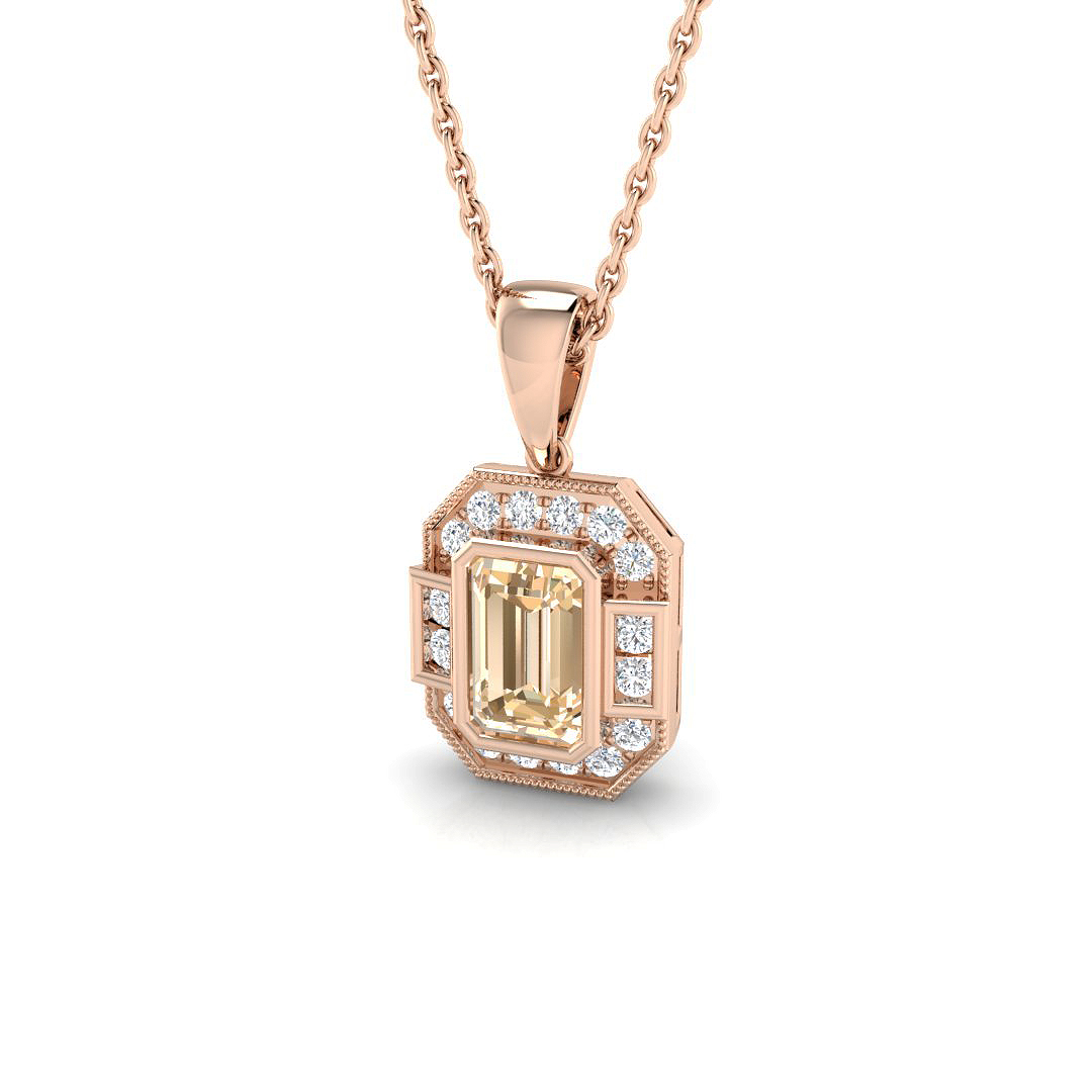 Morganite Pendant in 9K Rose Gold