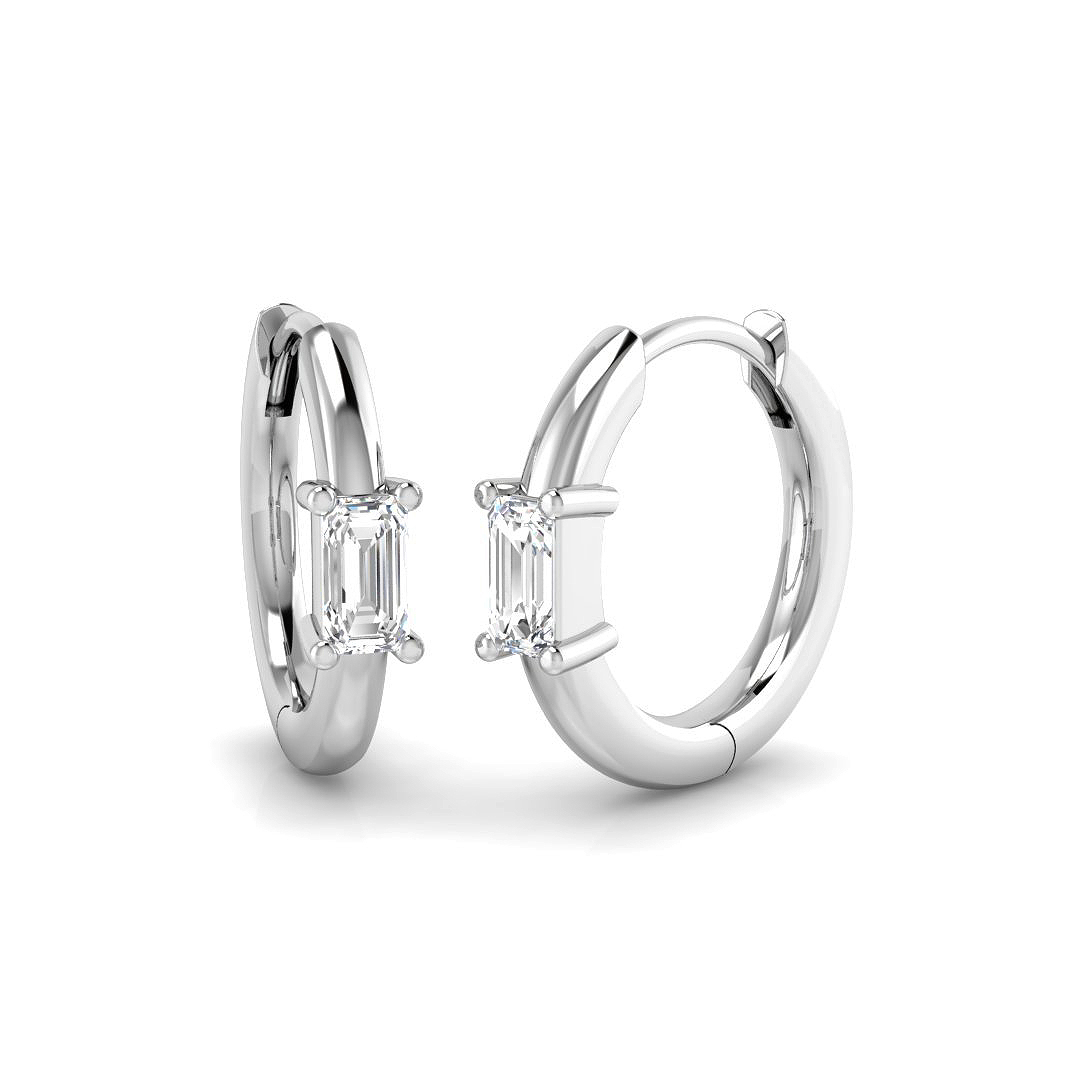 0.24ct Natural Diamond Hoop Earrings in 18K White Gold