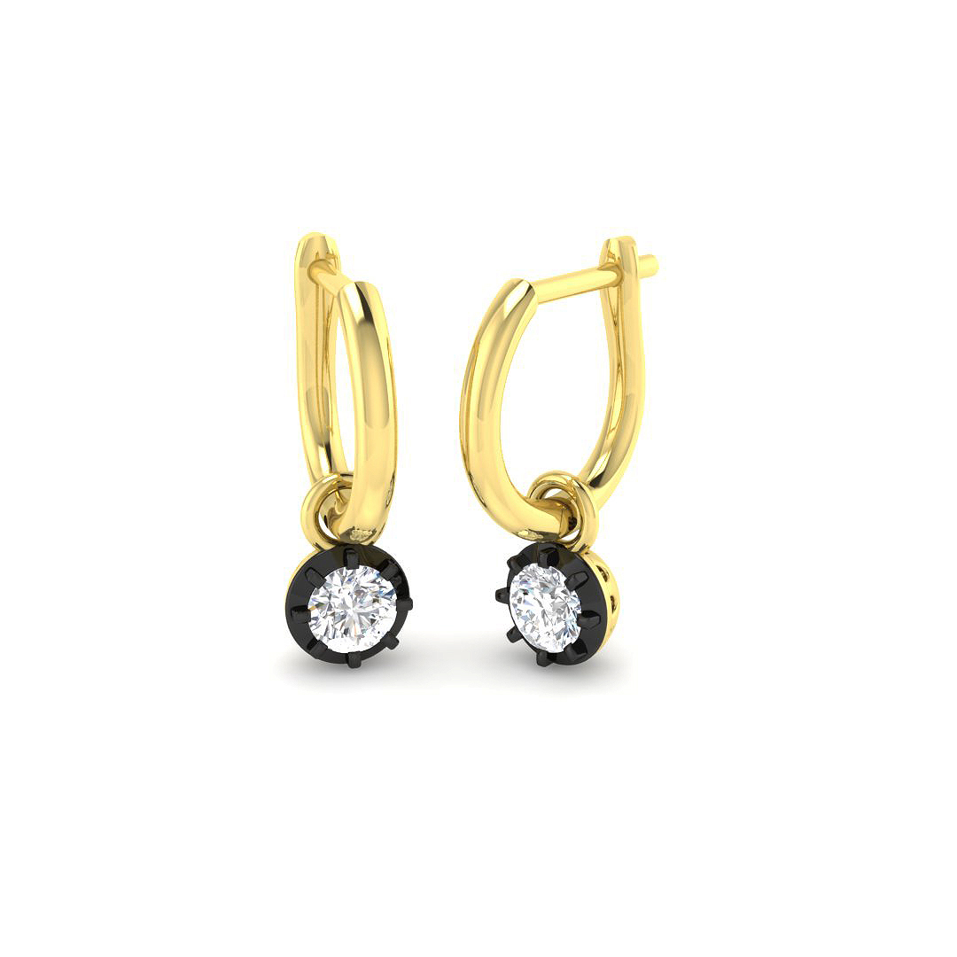 0.46ct Natural Diamond Drop & Trilogy Earrings in 9K Yellow Gold
