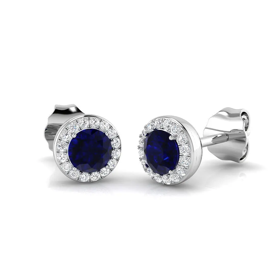 Blue Sapphire Earrings in 9K White Gold