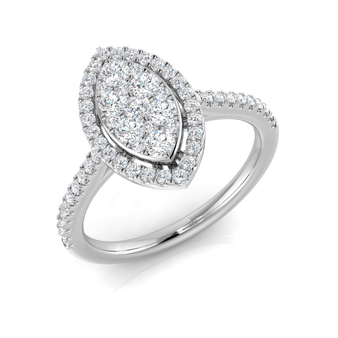 0.51ct Natural Diamond Cluster Ring in 9K White Gold