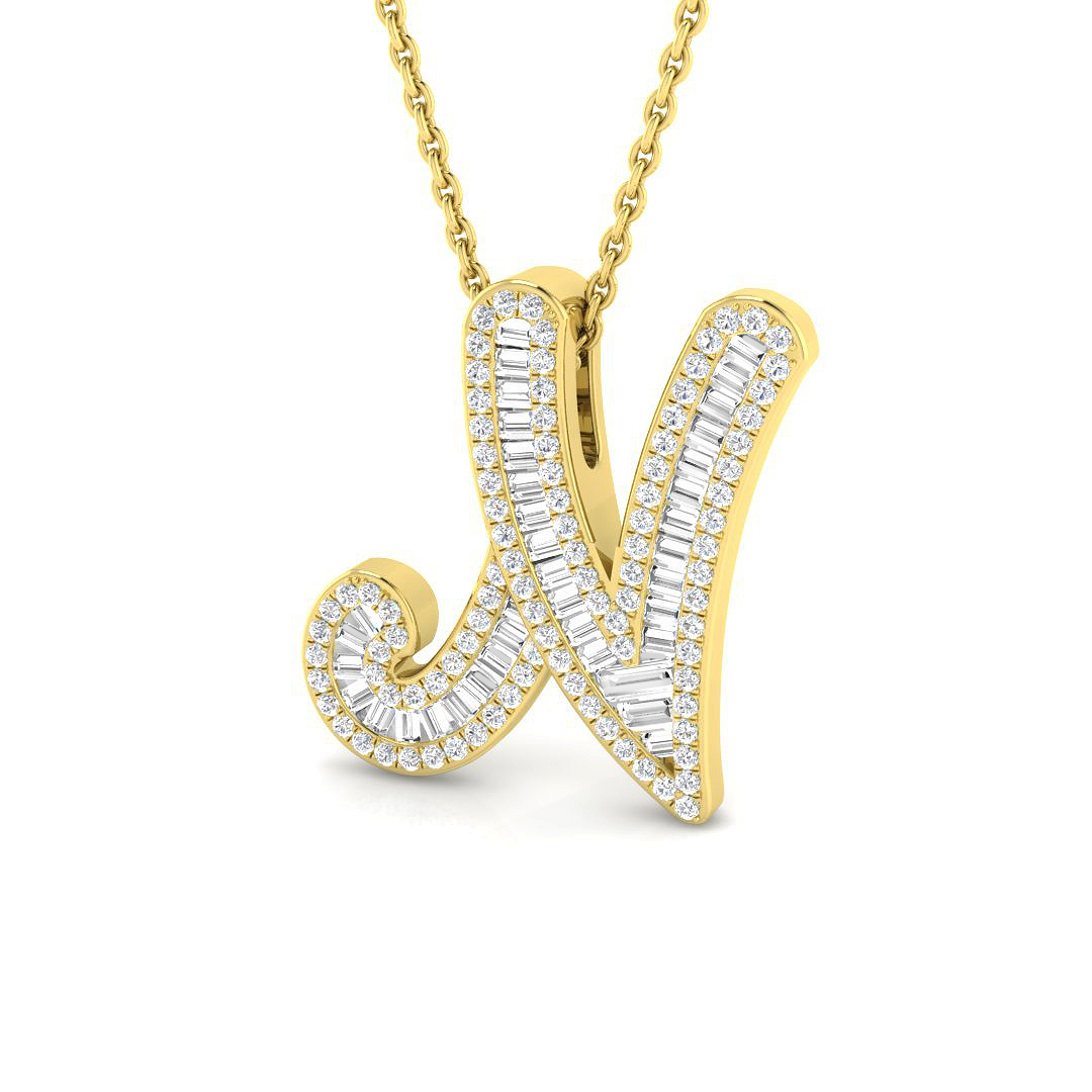 0.50ct Natural Diamond Initials Pendant in 9K Yellow Gold