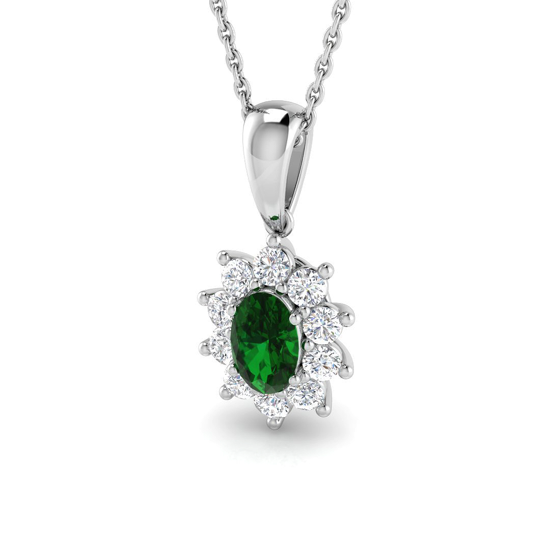 Emerald Pendant in 9K White Gold