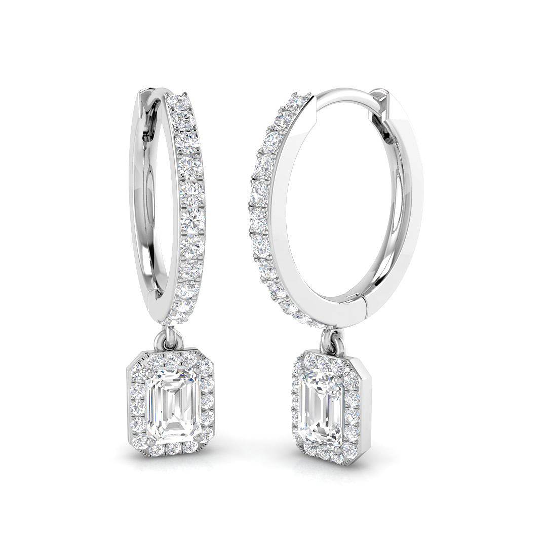0.57ct Natural Diamond Drop & Trilogy Earrings in 18K White Gold